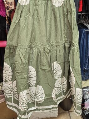 Women’s Olive Green Printed Tiered Dress. Also In Brown. Italian.